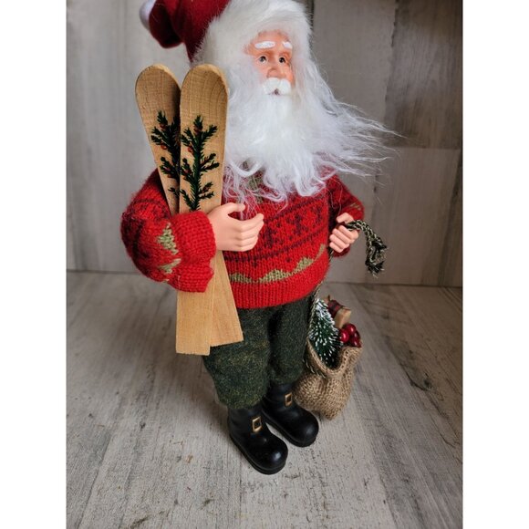 Vintage Santa Claus skiing sweater unique figure Xmas decor - Picture 3 of 7